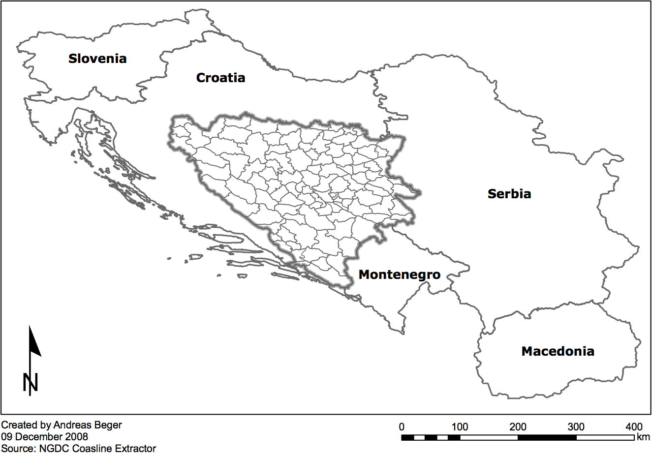 Bosnia with 1995 municipalities