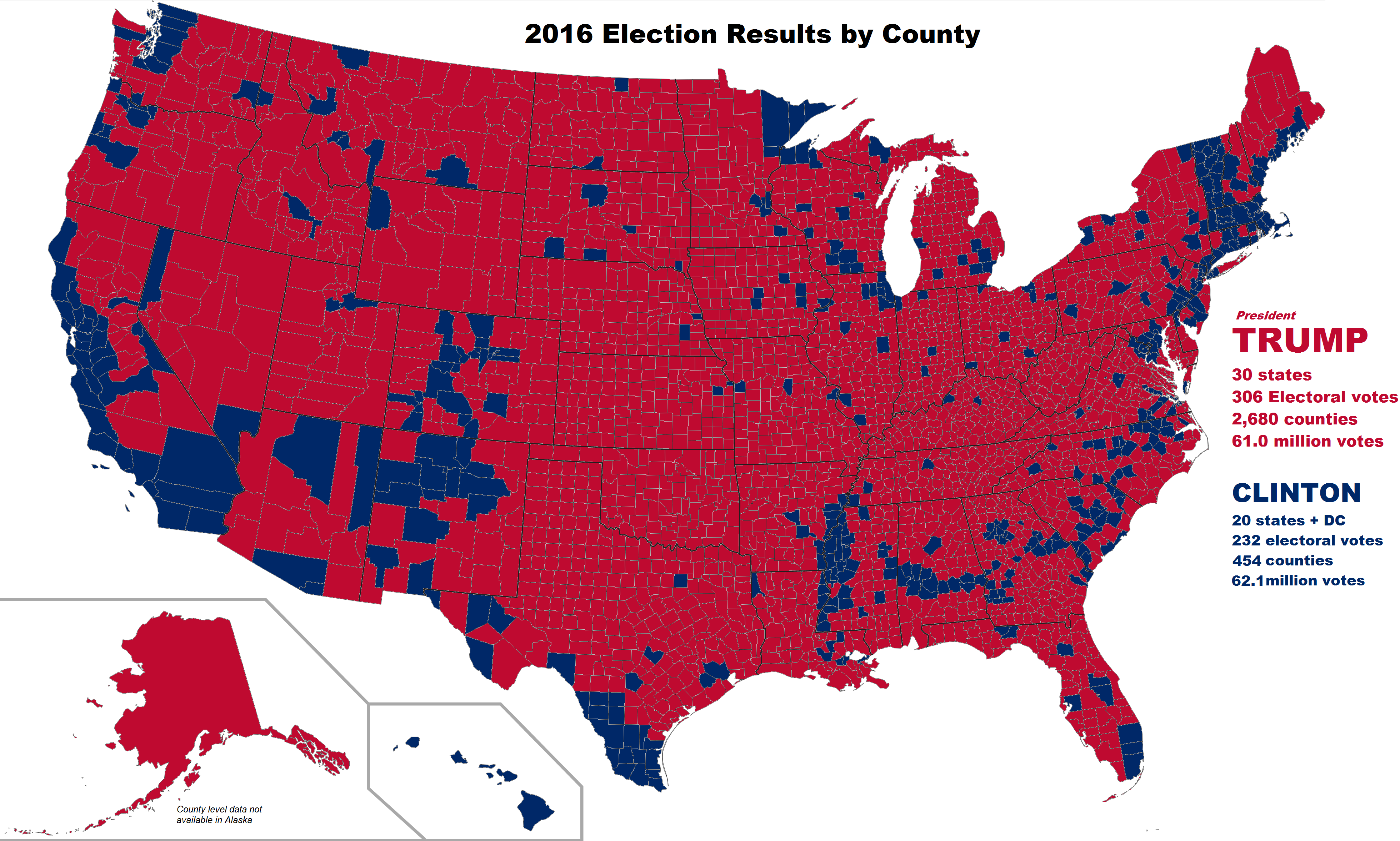 County-level 2016 election results map